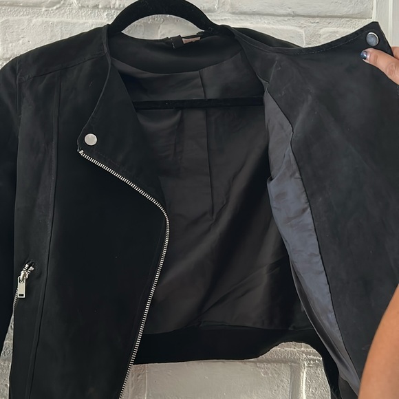H&M Divided Suede Black Asymmetrical Zipper Jacket - Picture 3 of 3